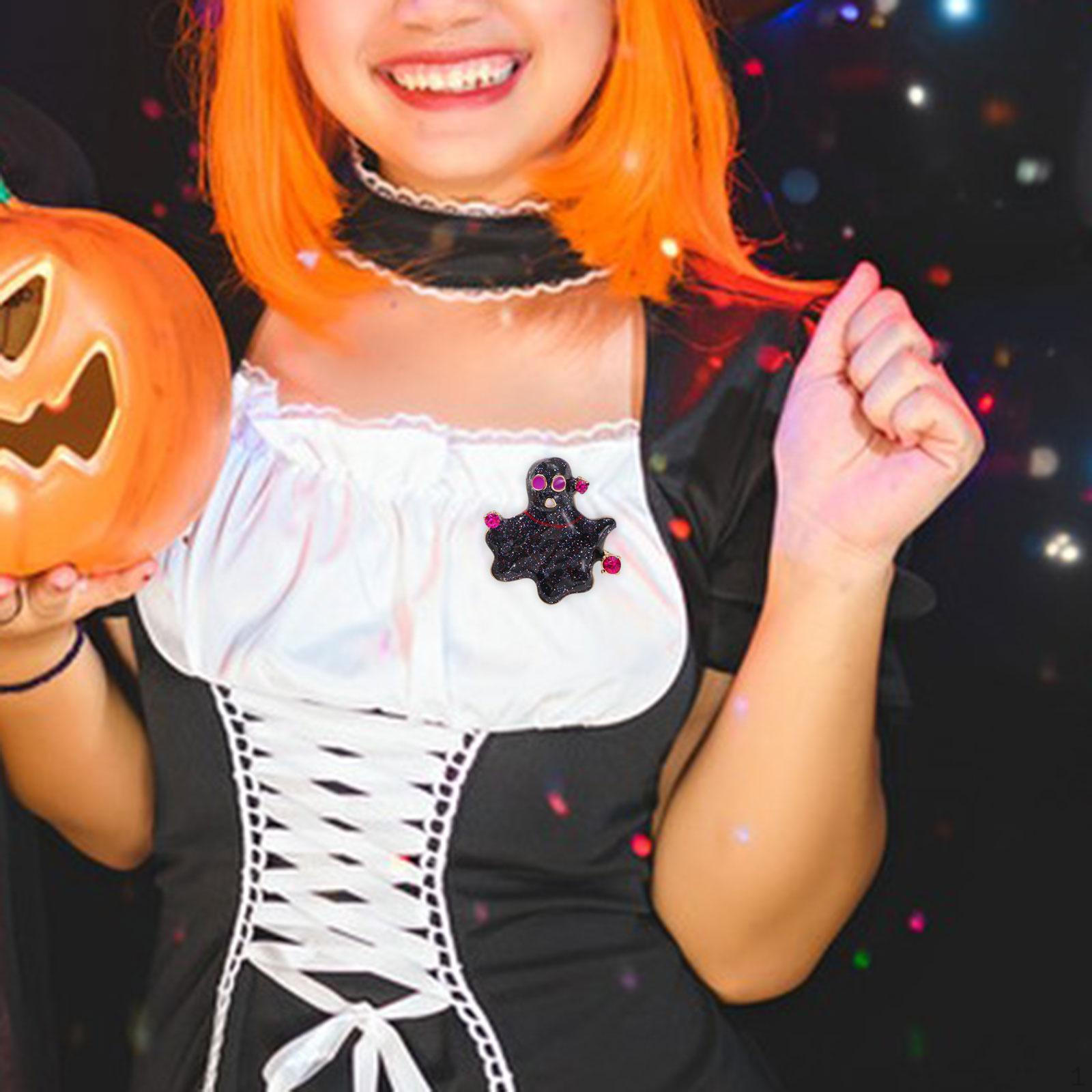 

Halloween Ghost Pin Brooch Fashion Zinc Alloy Trendy Decoration Lapel for Hat Black_3.4x3.2cm