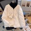 Korean Style Women's Down Cotton Jacket: Short, Petite, Light, Diamond Pattern, Round Neck, Autumn/Winter 2025