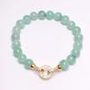 18k Gold-Plated S925 Sterling Silver Round Double Ring Pearl and Crystal Necklace Clasp for DIY Beading.