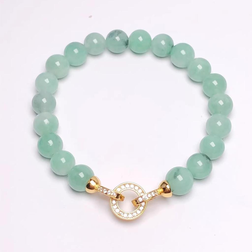 18k Gold-Plated S925 Sterling Silver Round Double Ring Pearl and Crystal Necklace Clasp for DIY Beading.