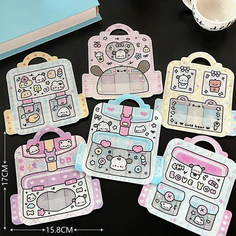 3/6Pcs Handheld Self Sealing Bag Cute Plastics Storage Bag Snack Packaging Bag Gift Packaging Bag Cartoon Reusable Packaging Bag