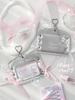 Ballet Ribbon Photocard Holder Kpop Silver PU Idol Photo Display Protector Sleeves Credit ID Cards Case Bag Keychain Pendant