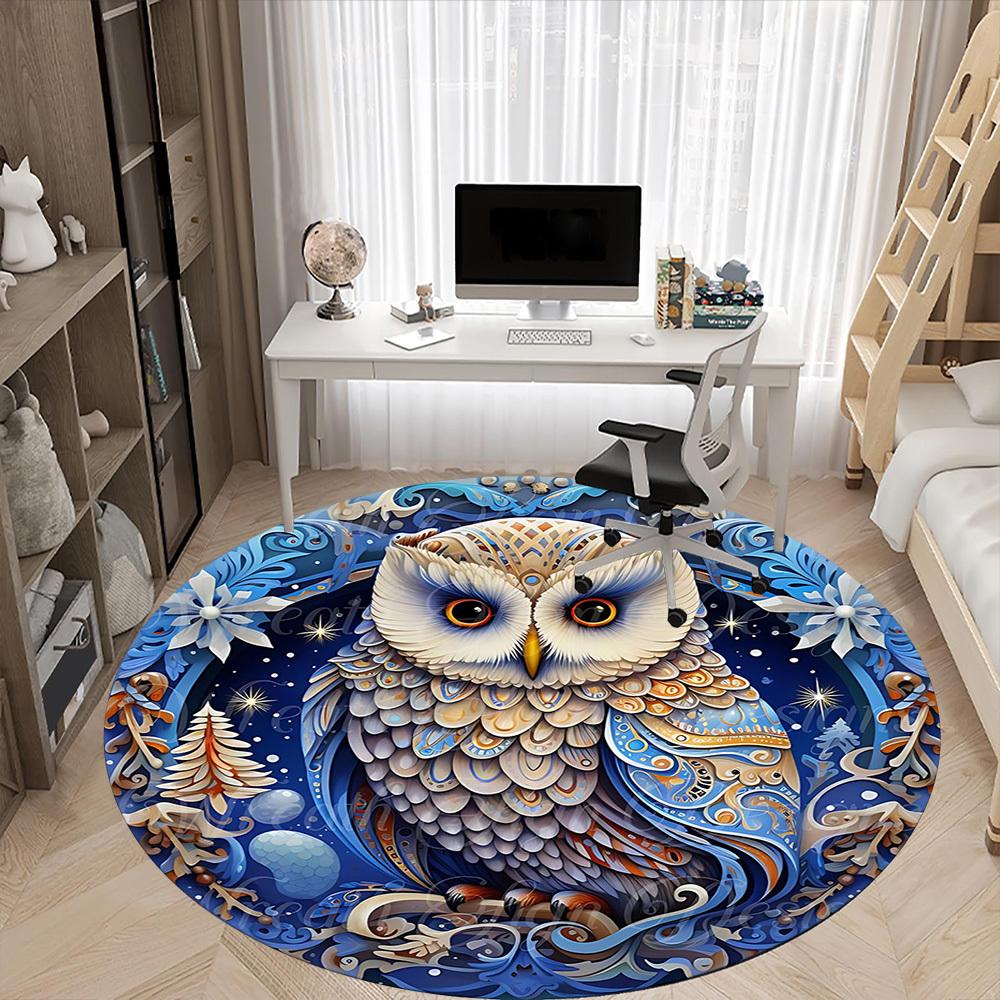 1PCWinter Fantasy Office Round Area Rug, Indoor Mat Suitable For Office, Under Office Chairs Bedroom Living Room Home Decor, Room Deco027