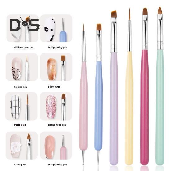 Nail Art Brushes Set Nail Design Painting Brush Kit for Gel Acrylic Detailing Dotting Ergonomic Handles Nail Dotting Tool for Beginners Pros