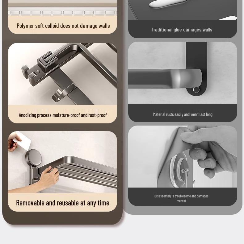 Starker Saug-Handtuchhalter zur Wandmontage ohne Bohren für Badezimmer