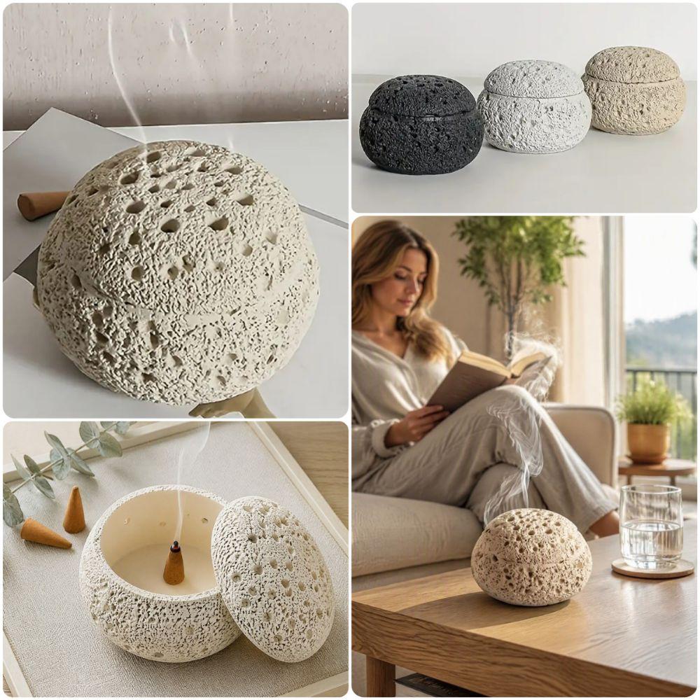 Matte Texture Incense Burner Anti-Fly Ash Lid Aromatherapy Ornament Fragrant Plate Hotel Office