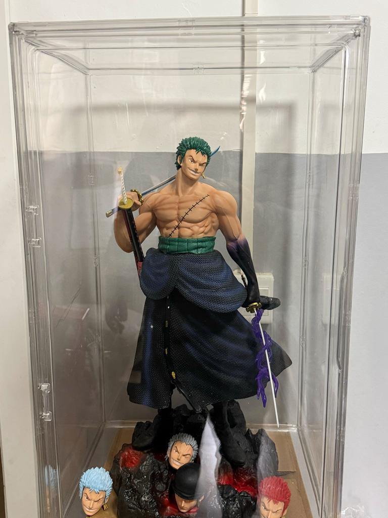 One Piece Zoro ris riam Figura de Anime de estatua Combat stance Draw a sword 19.68Inch/50cm Can be move PVC Mode Toys Gifts