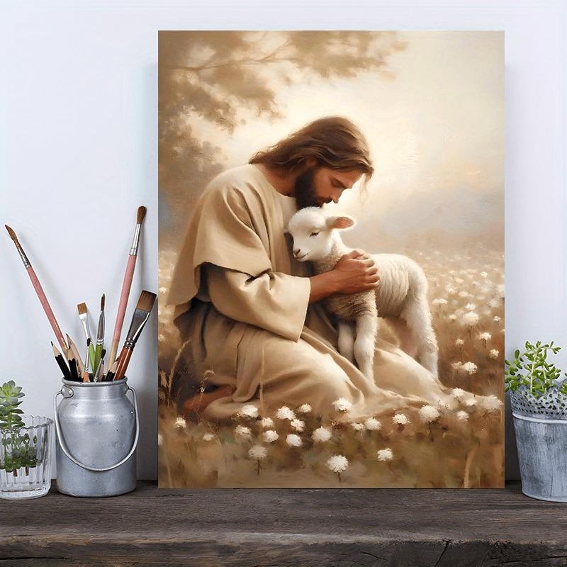 Bible "Good Shepherd" Themed Decorative Painting, Suitable for Christian Religious Decorations In Living Room, Bedroom or Church