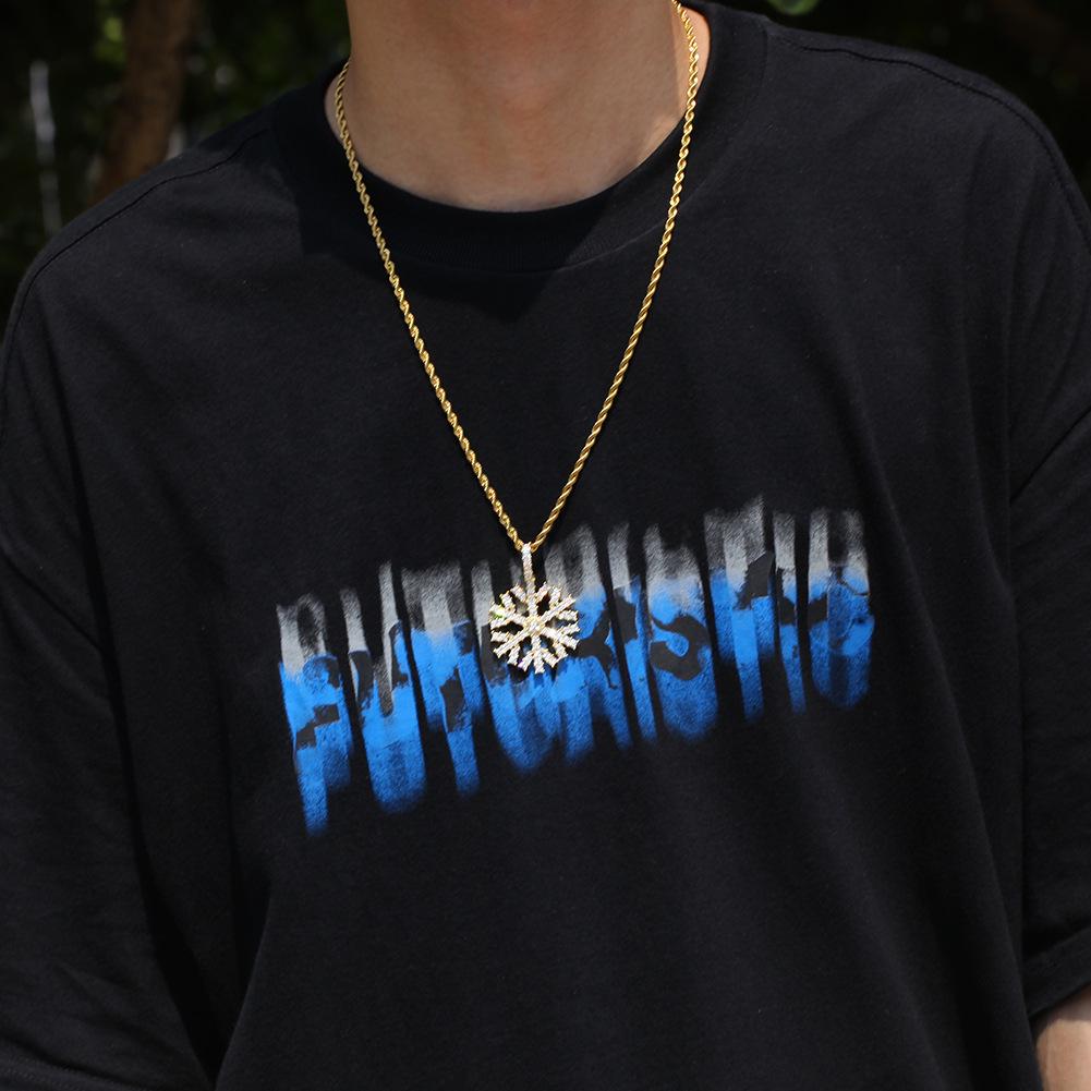 European & American Christmas Snowflake Zircon Pendant Necklace