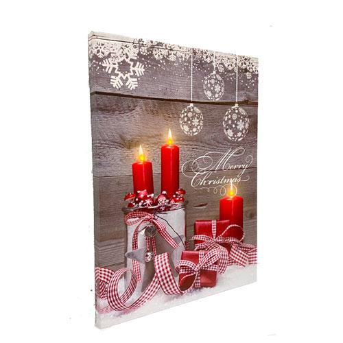 LED Lighted Art Christmas Canvas Painting (Burning Candles)
