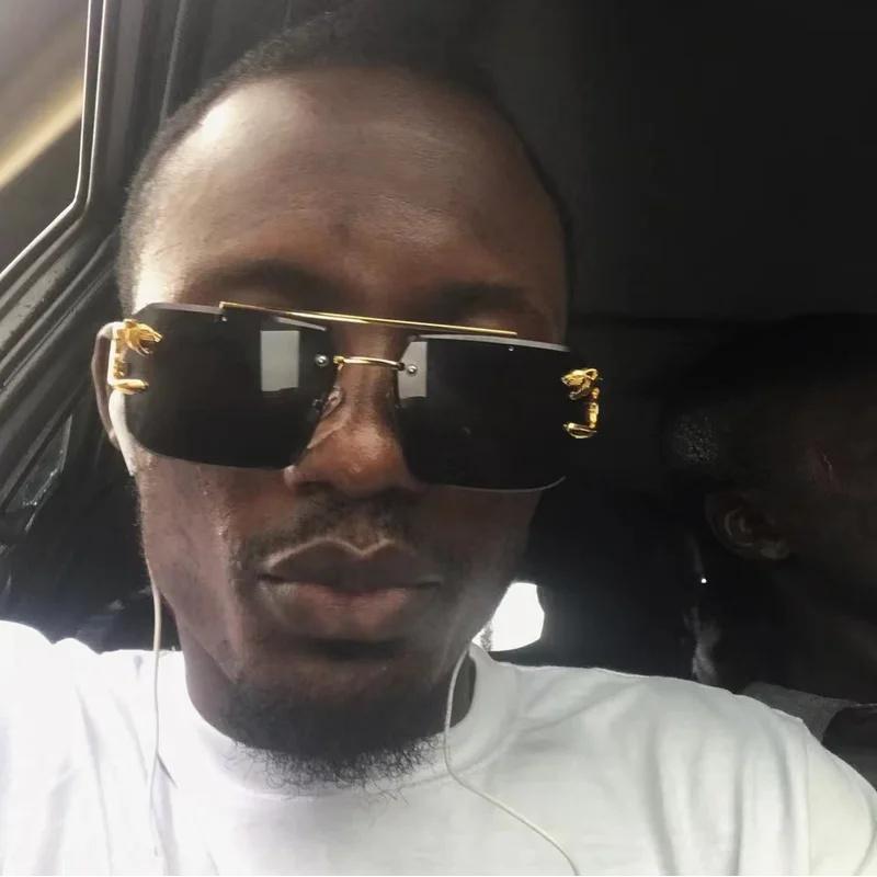 Retro Double Beam Sunglasses For Men Fashion Leopard Frameless Trimmed Sunglasses For Women Fashion