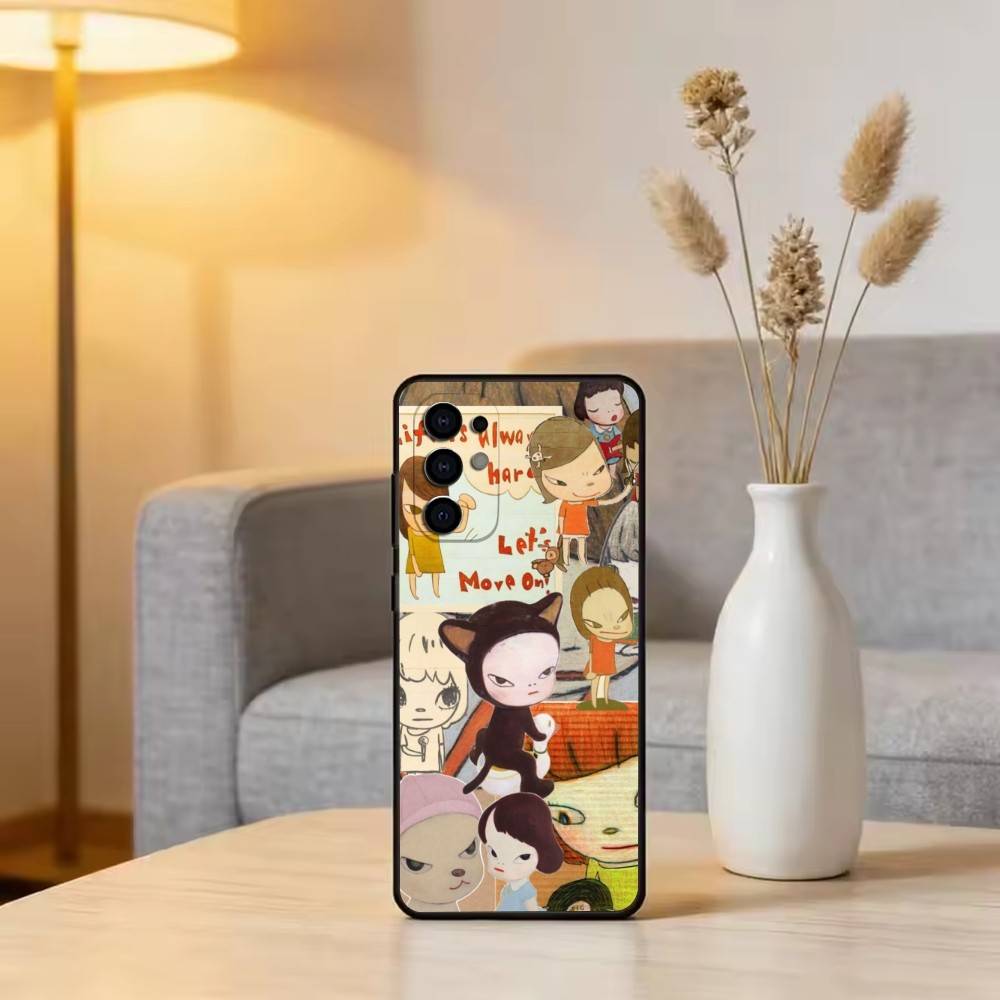 Art of Japan Y-Yoshitomo Nara Phone Case For Samsung S25,S24,S21,S22,S23,S30,Ultra,S20,Plus,Fe,Soft Silicone Black Cover