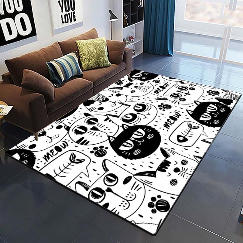 Cute Cat Carpet Yoga Living Room Children's Crawling Mat Picnic Mat Kawaii Rug Doormat Area Rug Games Area Washroom Floor Mat