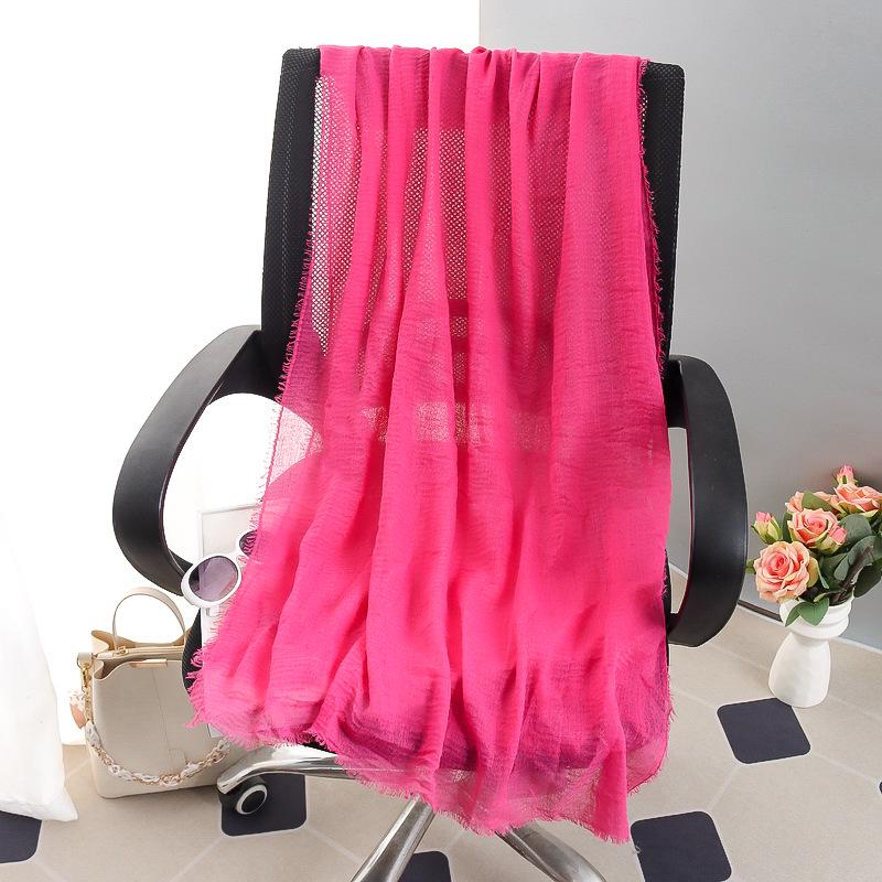 Sciarpa grande da donna in cotone e lino di colore puro: Foulard musulmano primaverile/estivo, telo mare, scialle con protezione solare