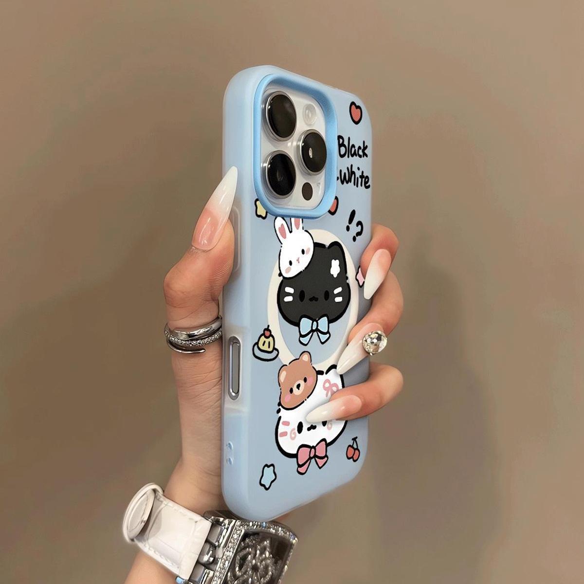 

Magnetic Jelly Two-in-one Mobile Phone Case for Apple Mobile Phone Case Summer Advanced Painted Cartoon for Apple 16promax Female For iphone 17PROMAX