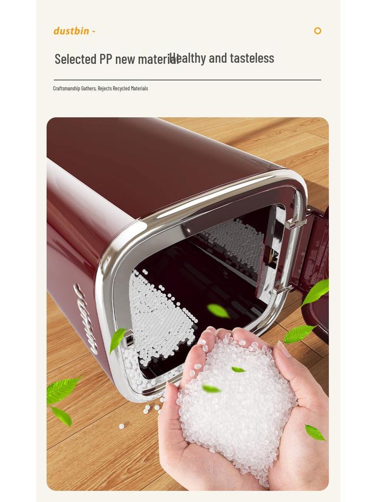Luxury Pedal Trash Bin with Lid: Hands-Free Operation for Kitchen, Living, Dining, Bedroom