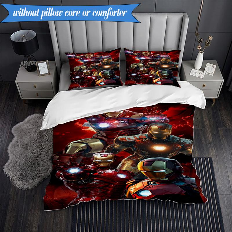 3PCS Iron In Action Bedding Set,Including 1pc Duvet Cover And 2pcs Pillowcases Perfect for Bedroom, Dormitory, Fan Christmas gift