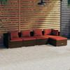 Vidaxl 5-Cz. Garden Lounge Set, Cushions, Polyrattan, Brown
