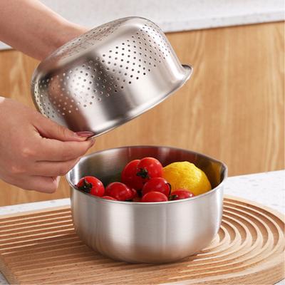 Bacia/Cesto de Drenagem Aço Inoxidável Bacia para Lavar Vegetais Empilhável Multiuso Cozinha Peneira