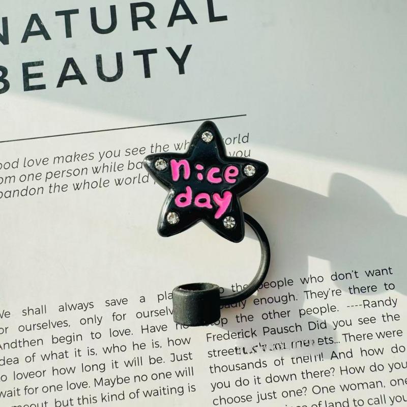 Cute Star Straw Cap Suitable for Stanley Tumbler Cup 10mm Silicone Straw Plug Cover Heat-resistant Dust-proof Cup Accessories