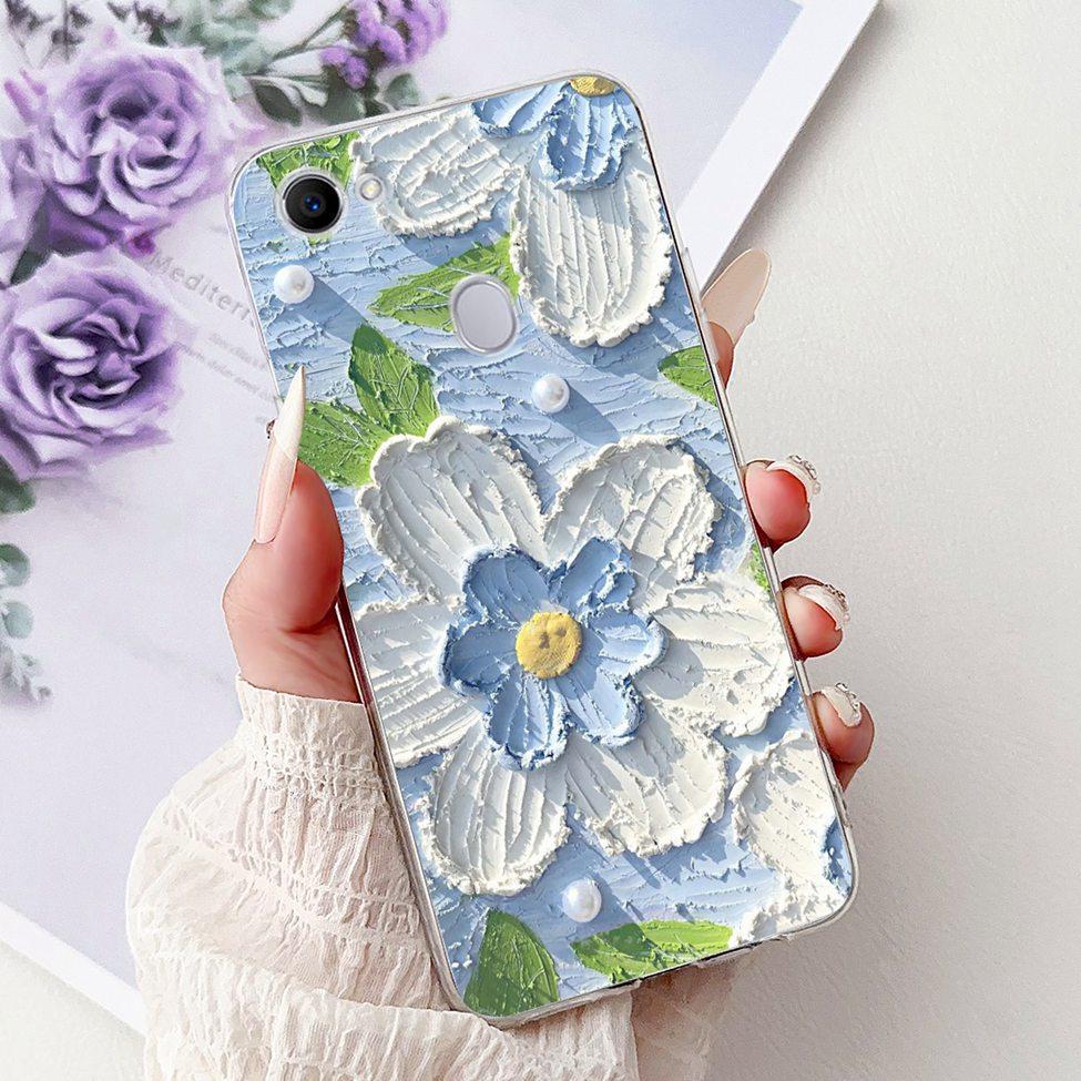 Clear For Oppo F7 Case Kawaii Cute Cat Fashion Flower Funny Luxury Painted Soft Back Cover For OppoF7 Phone Case CPH1821 CPH1819