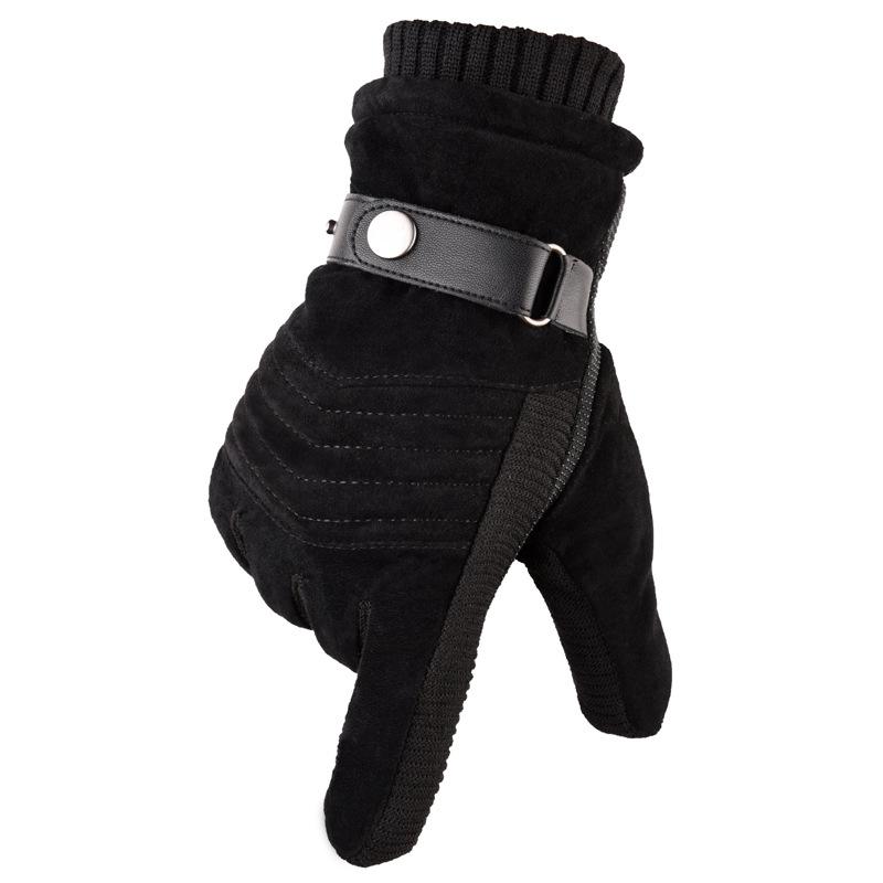 7 Types Pigskin Mens Winter Warm Gloves Leather Thicken Cotton Windproof Driving Mittens