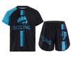 Kids Boys Boxing Uniform 2pcs Tracksuits Short Sleeve Boxer Shirt and Fighting Shorts Muay Thai Kickboxing Set