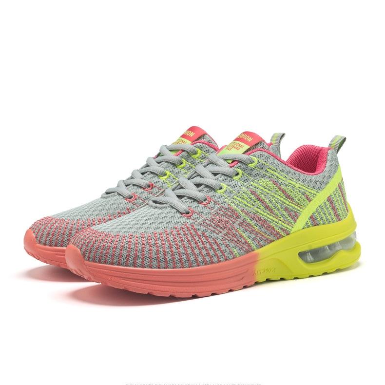 Women Spring Autumn Flyknit Court Shoes Casual Lace Up Outdoor Breathable Sports Shoes Anti Slip Height Increasing Air Cushion Running Shoe 35-42