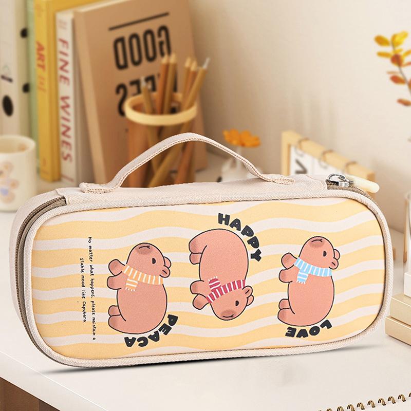 

Мультяшный Милый Пенал Капибара С Ручкой Портативная Сумка для Ручек Студенческие Канцелярские Товары Школьные Принадлежности Большая Вместимость Хранение Коробка для Ручек