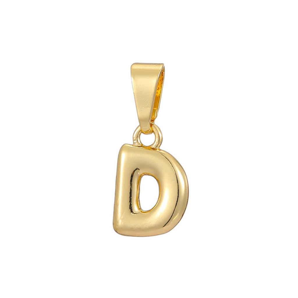Pozłacany 18-karatowym złotem naszyjnik z mini zawieszką w kształcie litery bąbelkowej - Personalizowany 26 literami alfabetu angielskiego