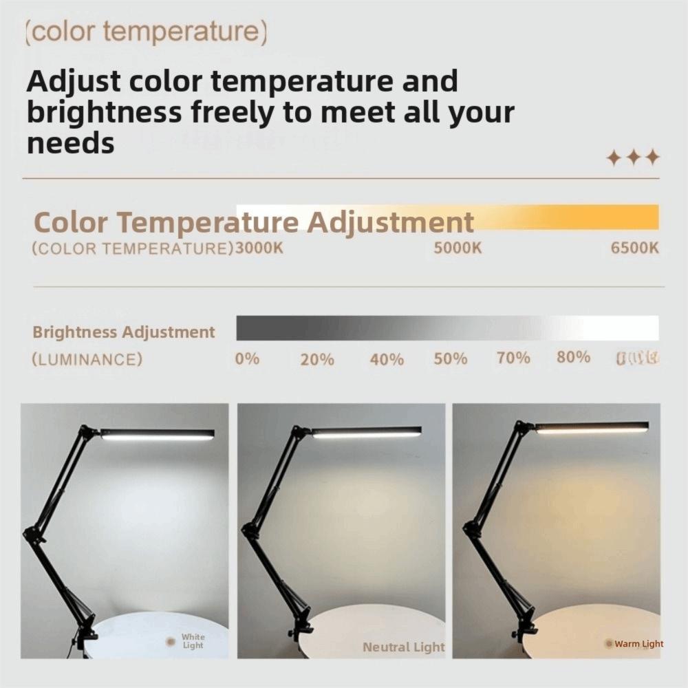 Adjustable Clip Folding Clip on Light Dimmable Swing Arm Desk Lamp  Bedroom