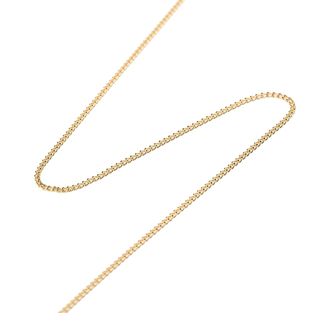 Goods 18K Yellow Gold Curb Chain for Men and with Clasp [Happy Shop] Necklace, 40cm, Double-Sided, Thin, 1.2mm Wide, Women,