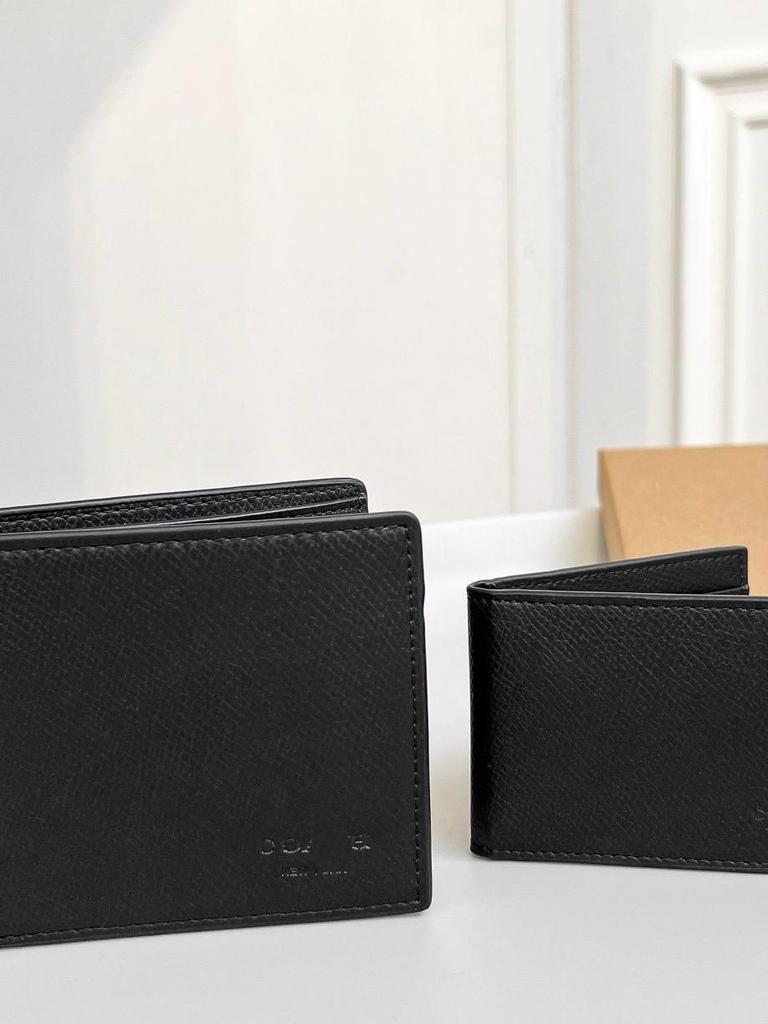 Men's Embossed Cowhide Bifold Wallet with Card Holder & Keychain