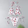 Women's Two Piece Swimsuit Polka Dot Print Bikini Set Adjustable Straps Triangle Top and Side Tie Bottom Beachwear Swimwear