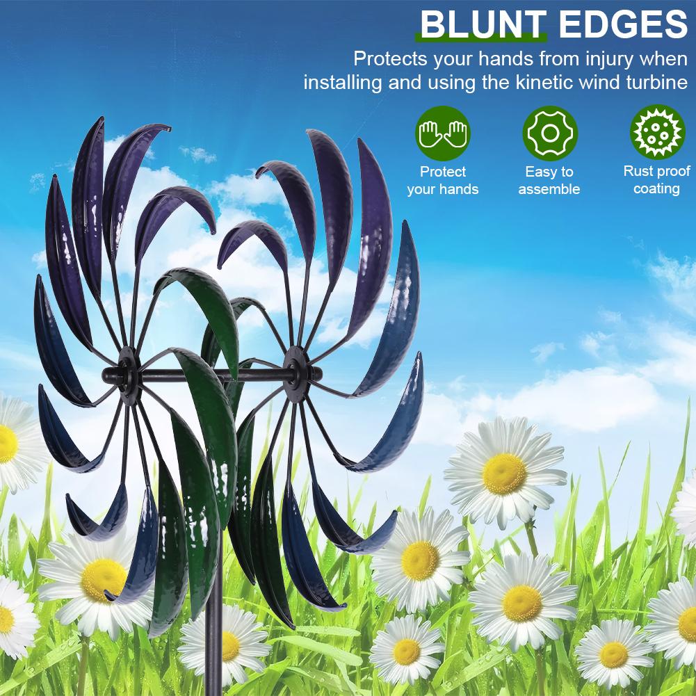 Rainbow Color Windmill Double-Layer Iron Windmill Wear Resist Public Craft Windmill for Yard Decoration Accessories Tool