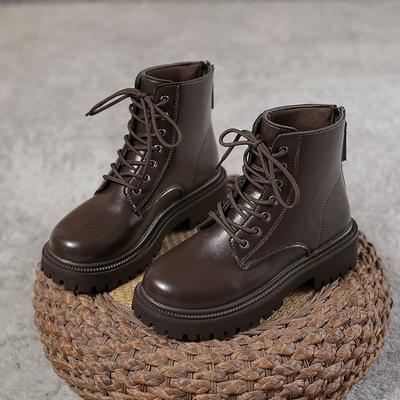 Kurze Stiefel im britischen Stil Herbst und Winter All-Match Dickbesohlte Motorrad-Kurzstiefel Einzelstiefel Damen