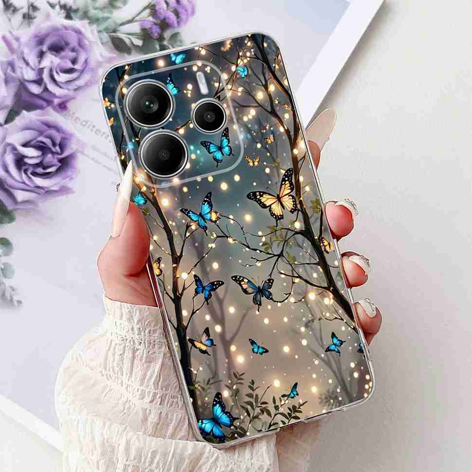 For Xiaomi Redmi Note 14 Pro 5G Case Beautiful Flower Heart Cover Soft Silicone Casing For Redmi Note 14 Note14 4G Cover Coque