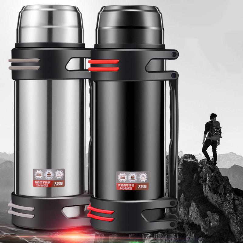3L Geräumige Thermosflasche Edelstahl Warmhalte-Kessel Leichte Wasserflasche für Reise Camping Outdoor-Aktivität Trinkgeschirr