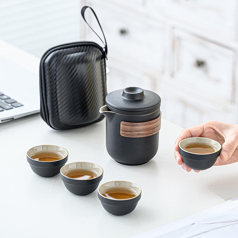 Black Pottery Camping Kuaike Cup Simple Travel Kit Portable Outdoor Car Business