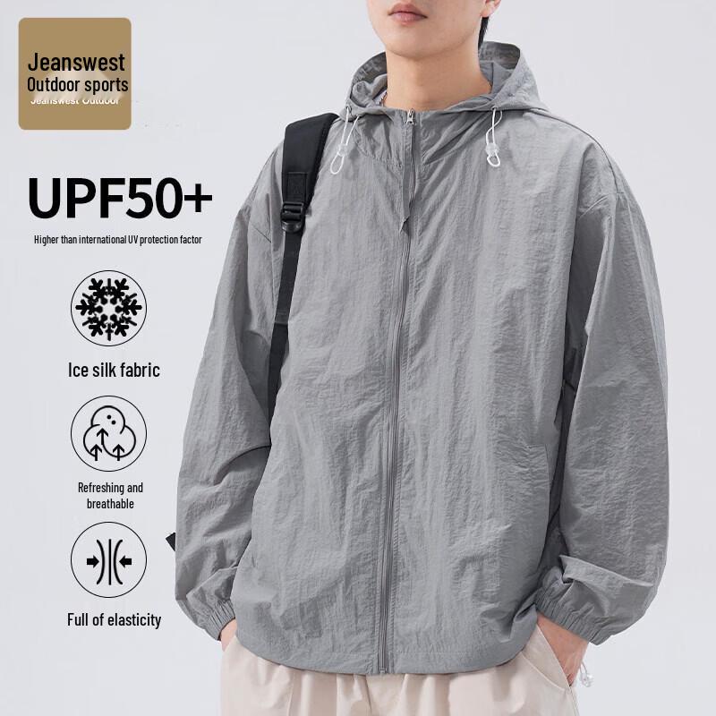 

JEANSWEST OUTDOOR Men s Lightweight Breathable UV Protection Hooded Sun Shirt L