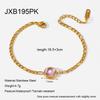 ins French retro round color zircon bracelet stainless steel plated 18k gold macaron niche design accessories