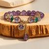 Fashion Purple Crystals Beaded Bracelets for Women Round Beads Purple  Four-leaf Clover Drop Bracelet Lucky Stretch Hand Chain Jewelry for Wedding