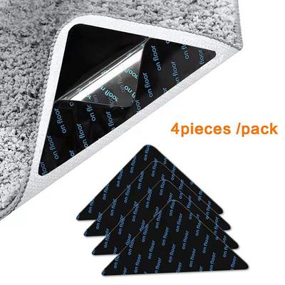 4Pcs Double Sided Rug Pads Triangular Design Washable Anti-Slip Grips Strong Adhesion Rug Stickers for Hardwood Floors