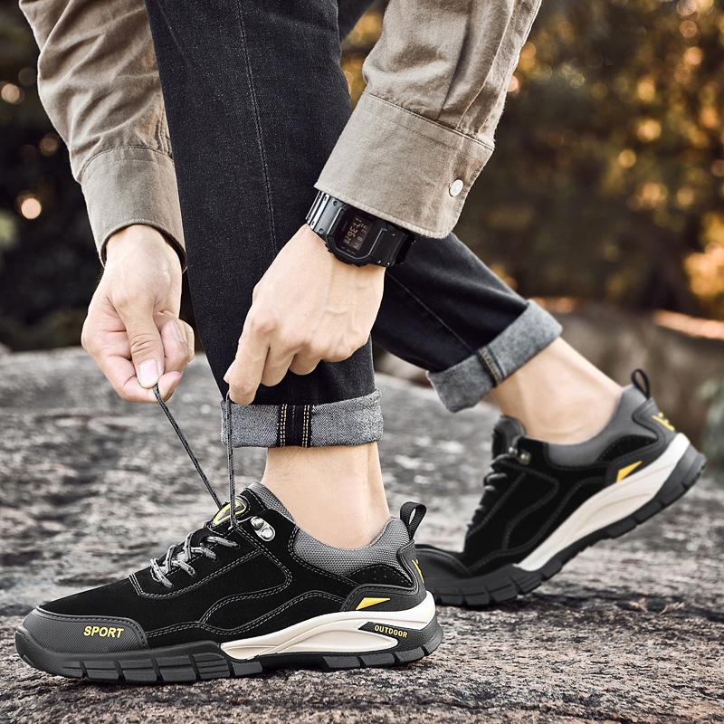 Fashion Suede Leather Men Hiking Shoes Outdoor Trail Trekking Sneakers Men Non-slip Breathable Climbing Shoes Men Mountain Sports Shoes