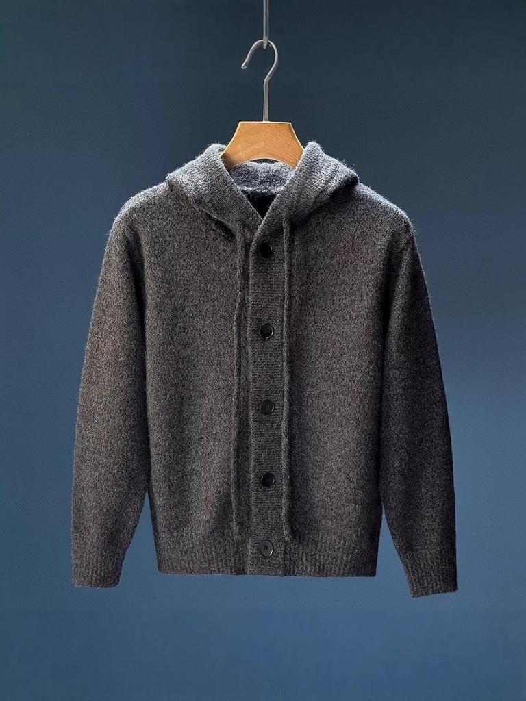 Men's Arctic Velvet Hooded Knit Cardigan Sweater - Trendy, Casual, Loose Fit