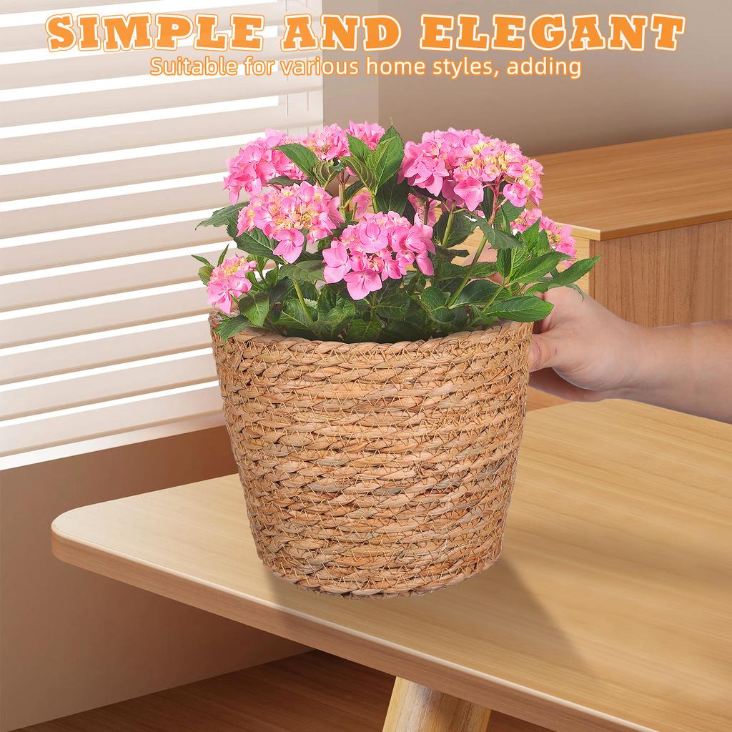 2Pcs Decorative Flower Basket Woven Plant Basket Indoor Rustic Design for Flower Shop Bedroom Living Room Decor