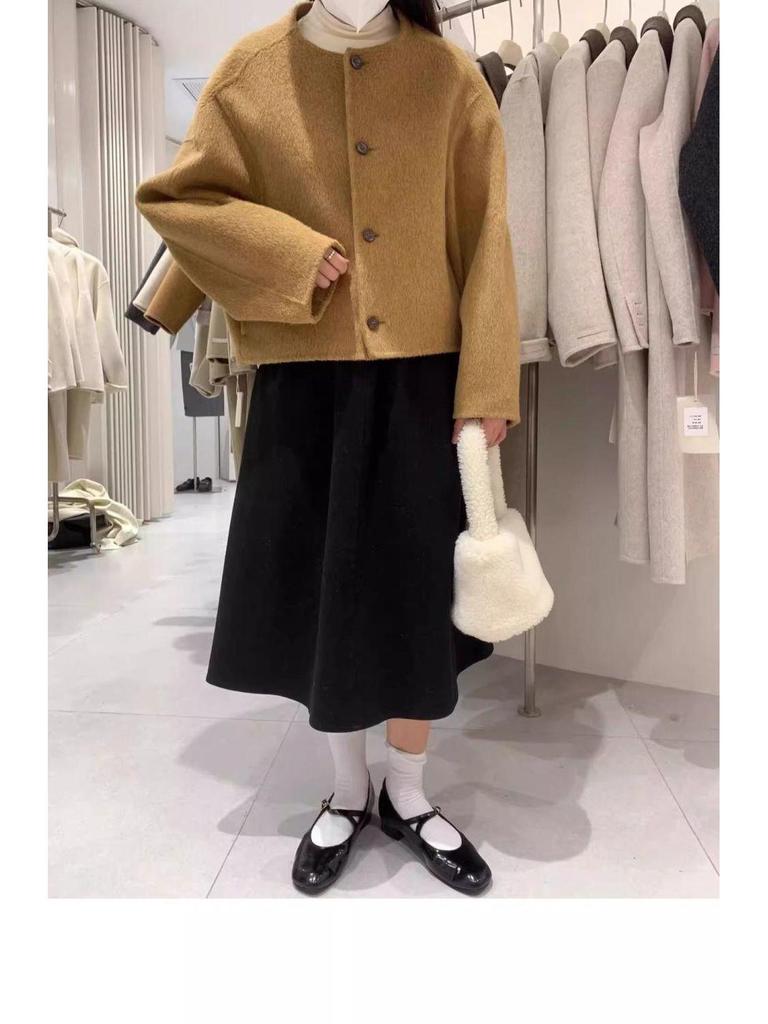 Petite Women's 2025 Winter Woolen Cardigan-Style Short Coat
