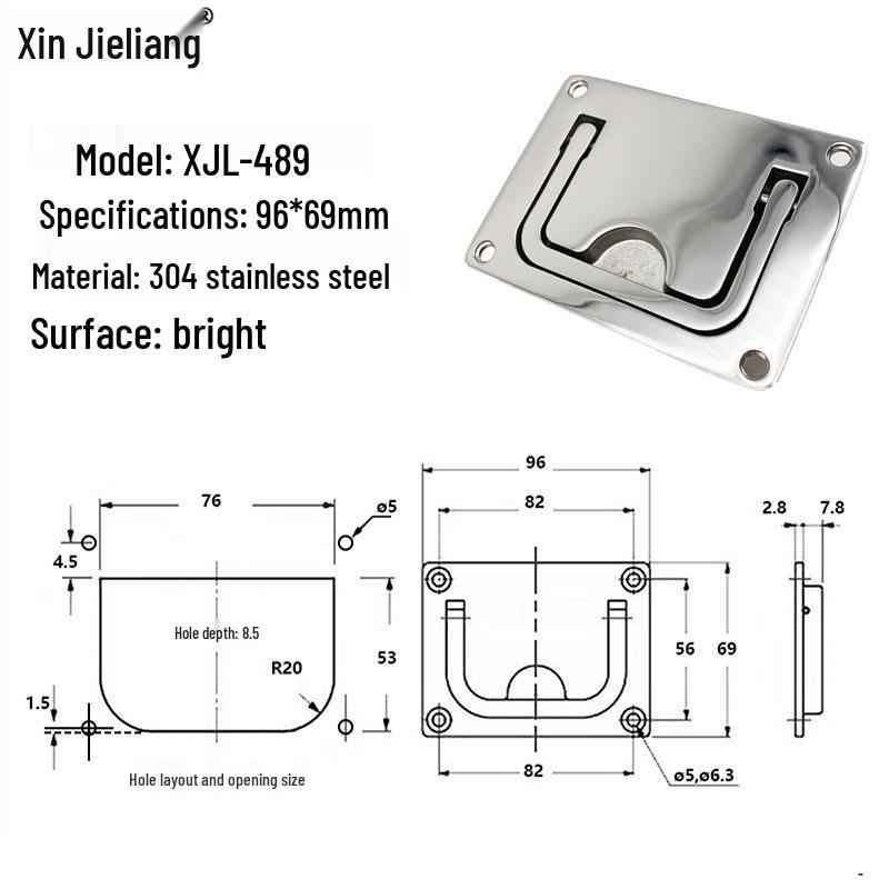 304 Stainless Steel Yacht Hardware Pull Ring Floor Deck Hatch Handle