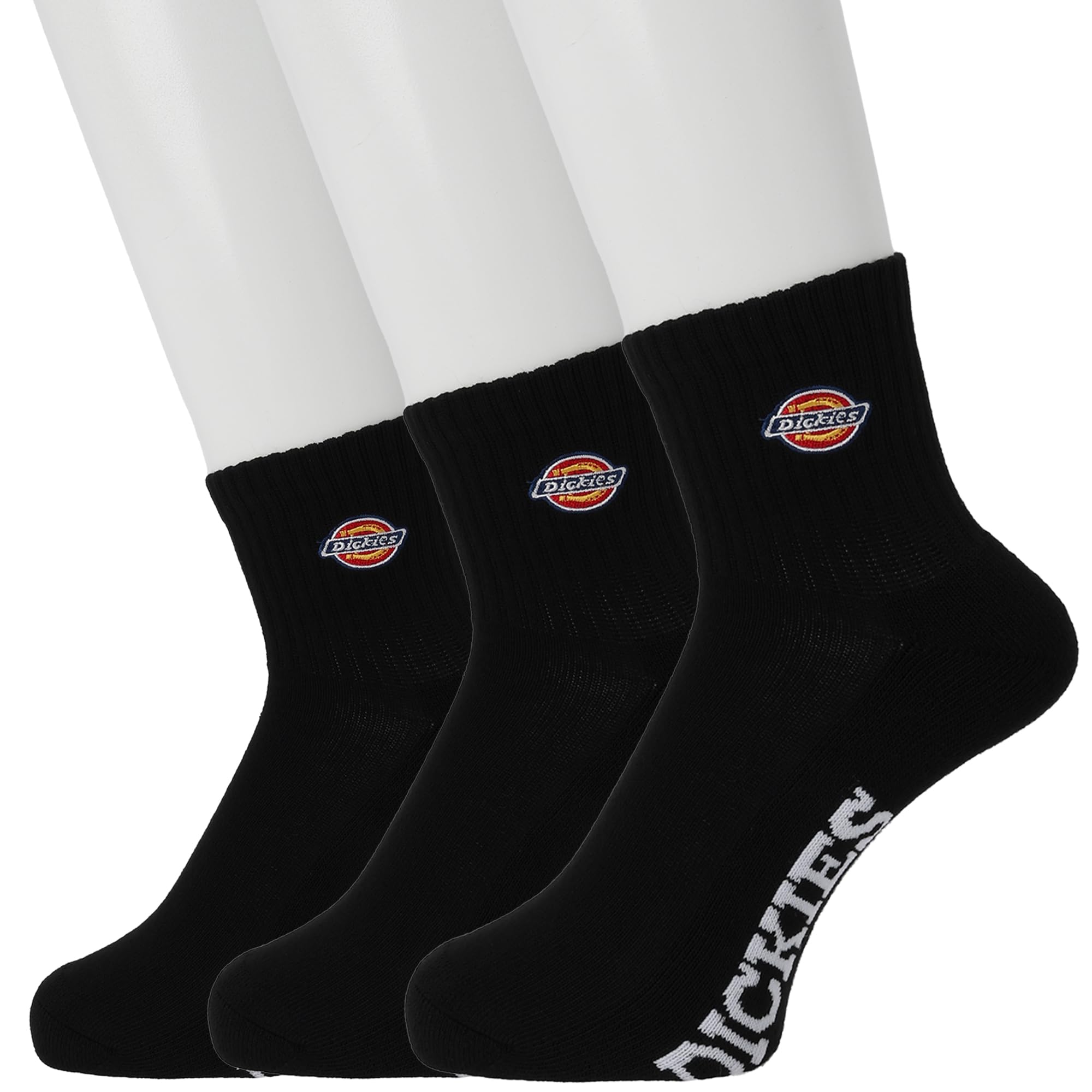 

Dickies Logo Pile Black Socks, Embroidered, Bottom, Quarter, Ankle, Sports, чорний
