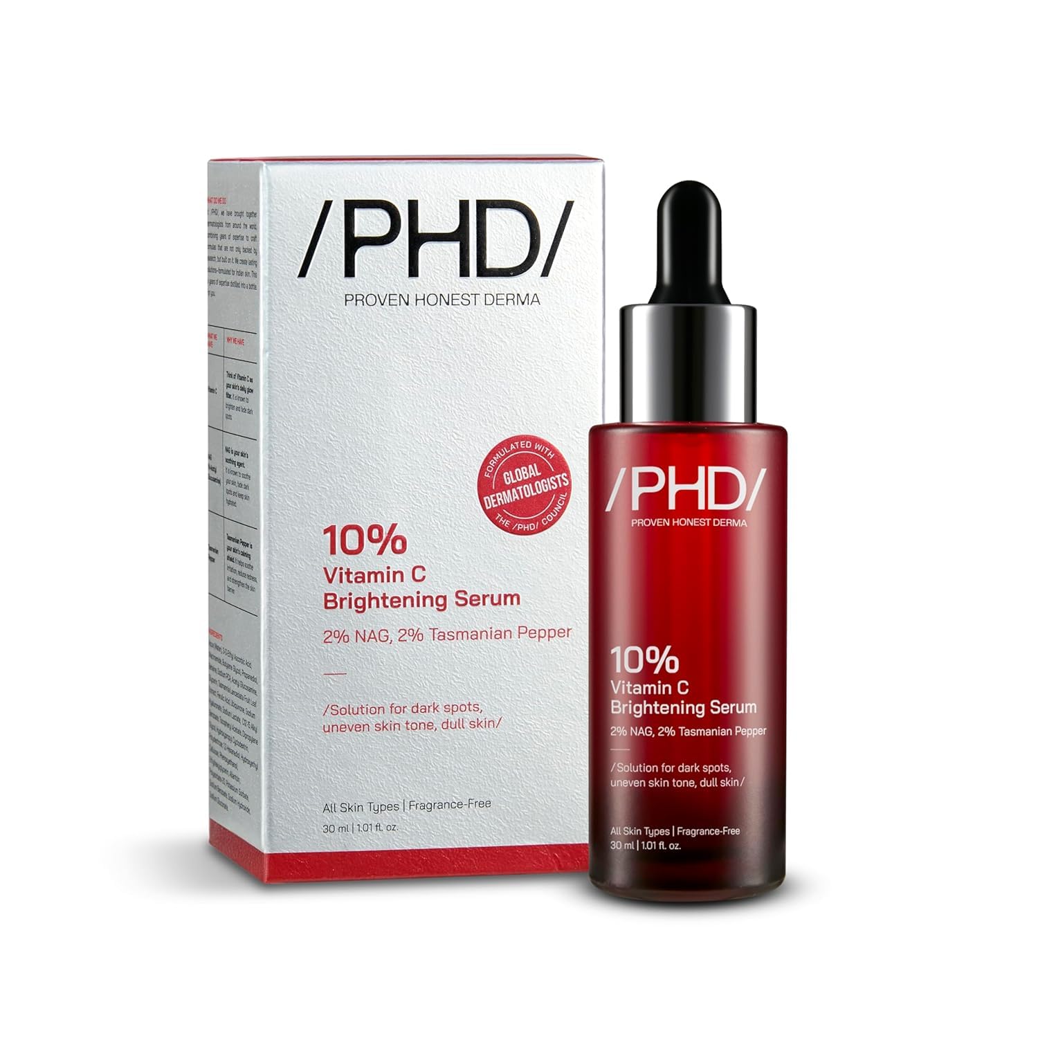 

/PHD/ Осветляющая сыворотка для лица с 10% витамином C 30 мл для сияющей кожи, от темных пятен, неровного тона